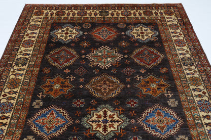 200 x 290 cm | Kazak Grey Afghan Hand Knotted Carpet