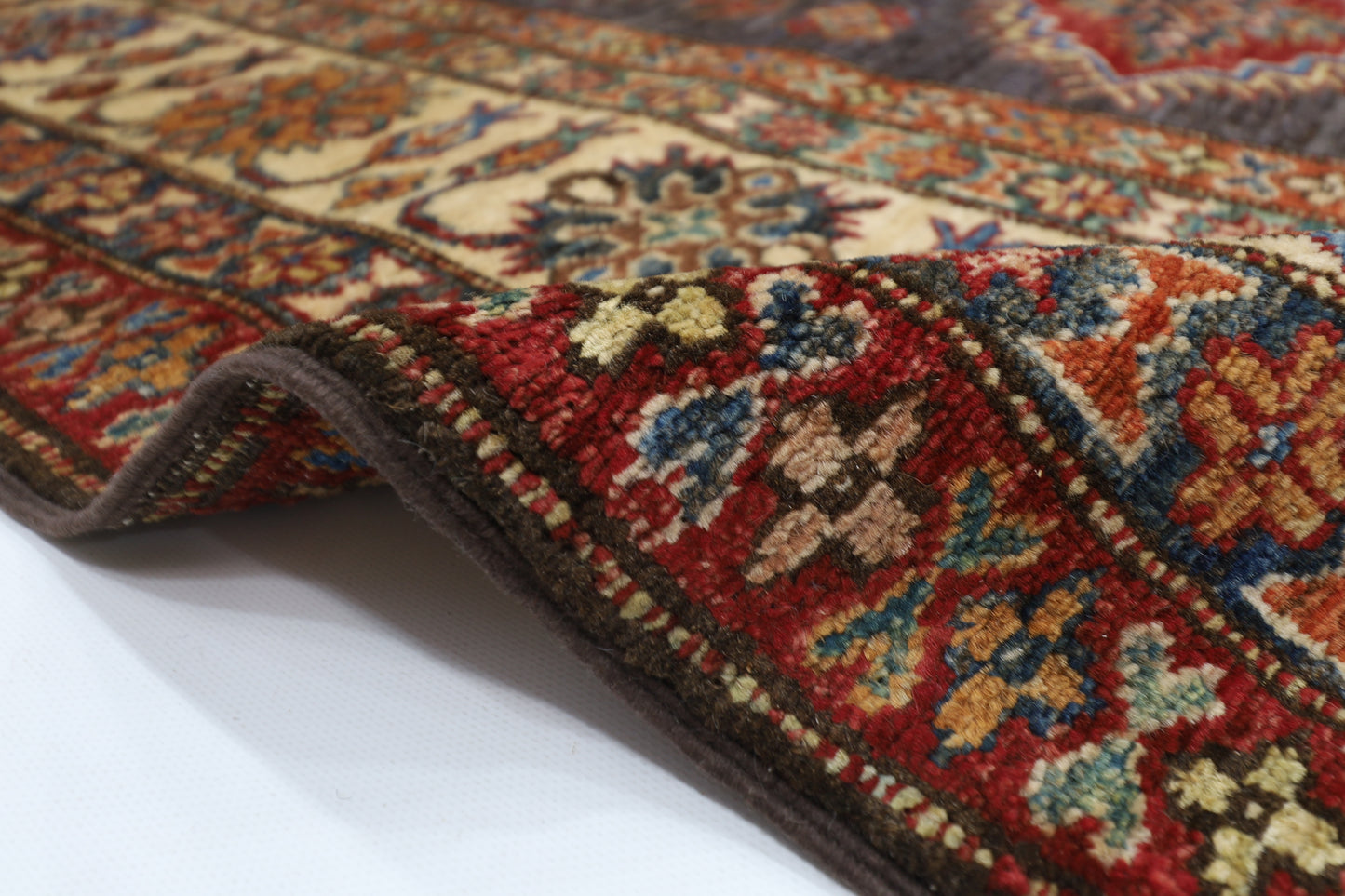 200 x 290 cm | Kazak Grey Afghan Hand Knotted Carpet