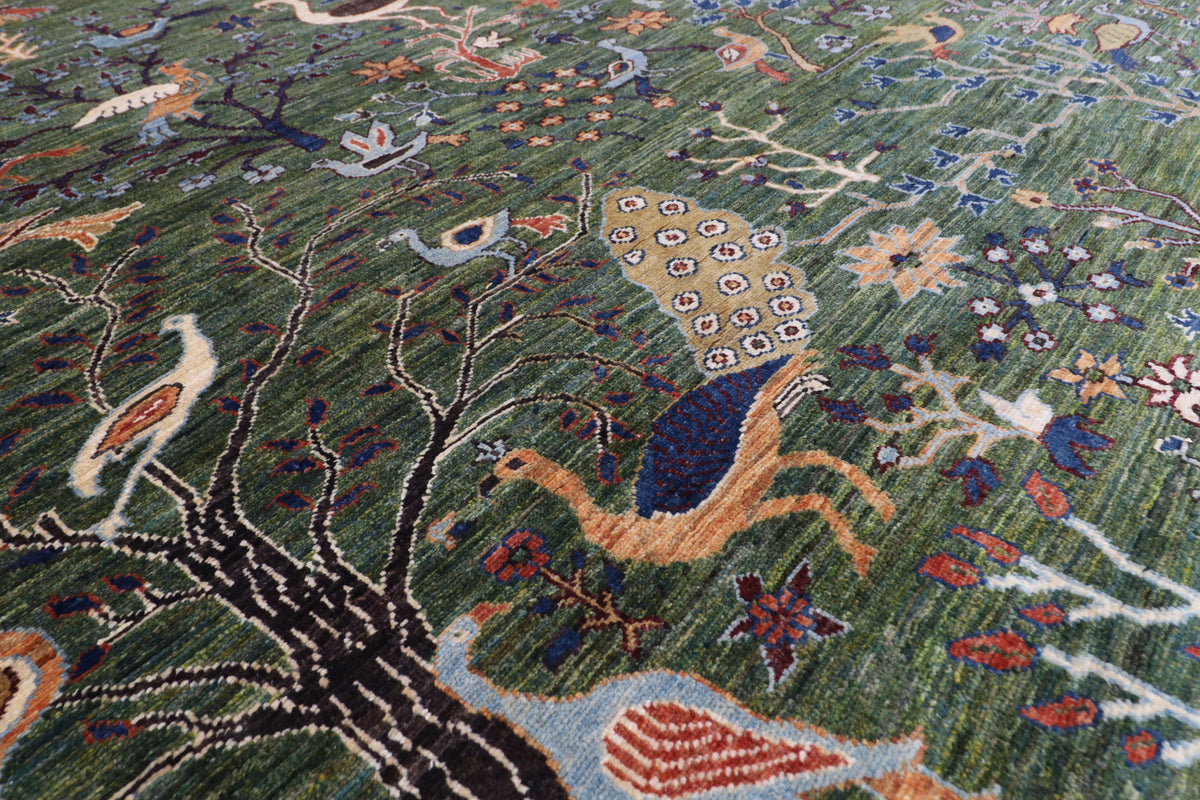 250 x 289 cm | Birds Afghan Veg Dye Wool carpet