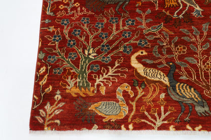 119 x 182 cm | Oriental Birds Orange Area Rug Afghan Hand Knotted Veg Dye Wool carpet