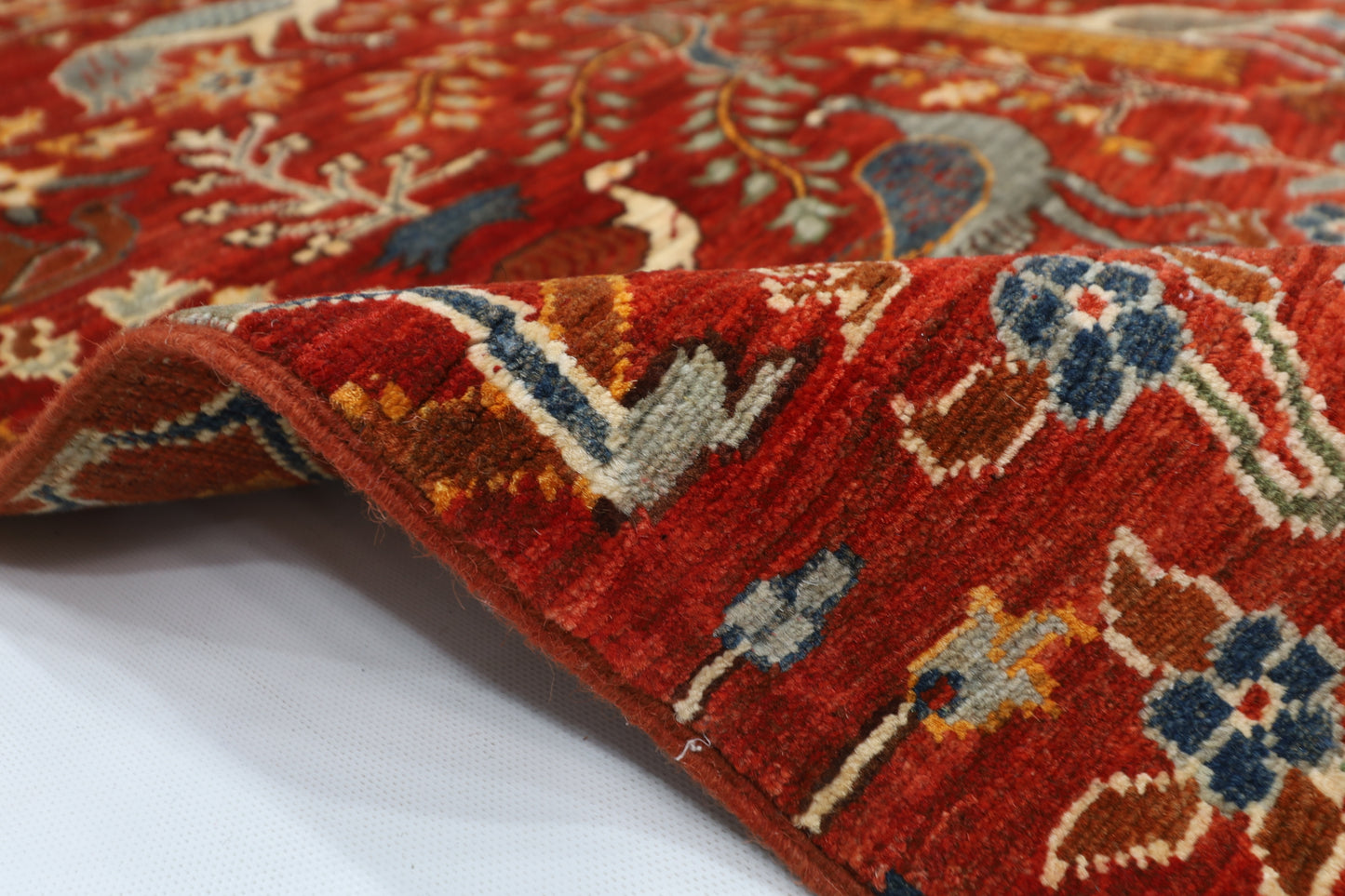 119 x 182 cm | Oriental Birds Orange Area Rug Afghan Hand Knotted Veg Dye Wool carpet