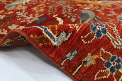 119 x 182 cm | Oriental Birds Orange Area Rug Afghan Hand Knotted Veg Dye Wool carpet