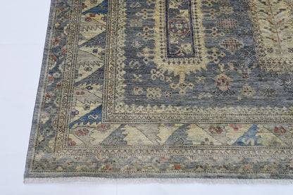 244 x 296 cm | Oriental balochi Style gray Area Rug Afghan Hand Knotted veg Dye Wool Carpet