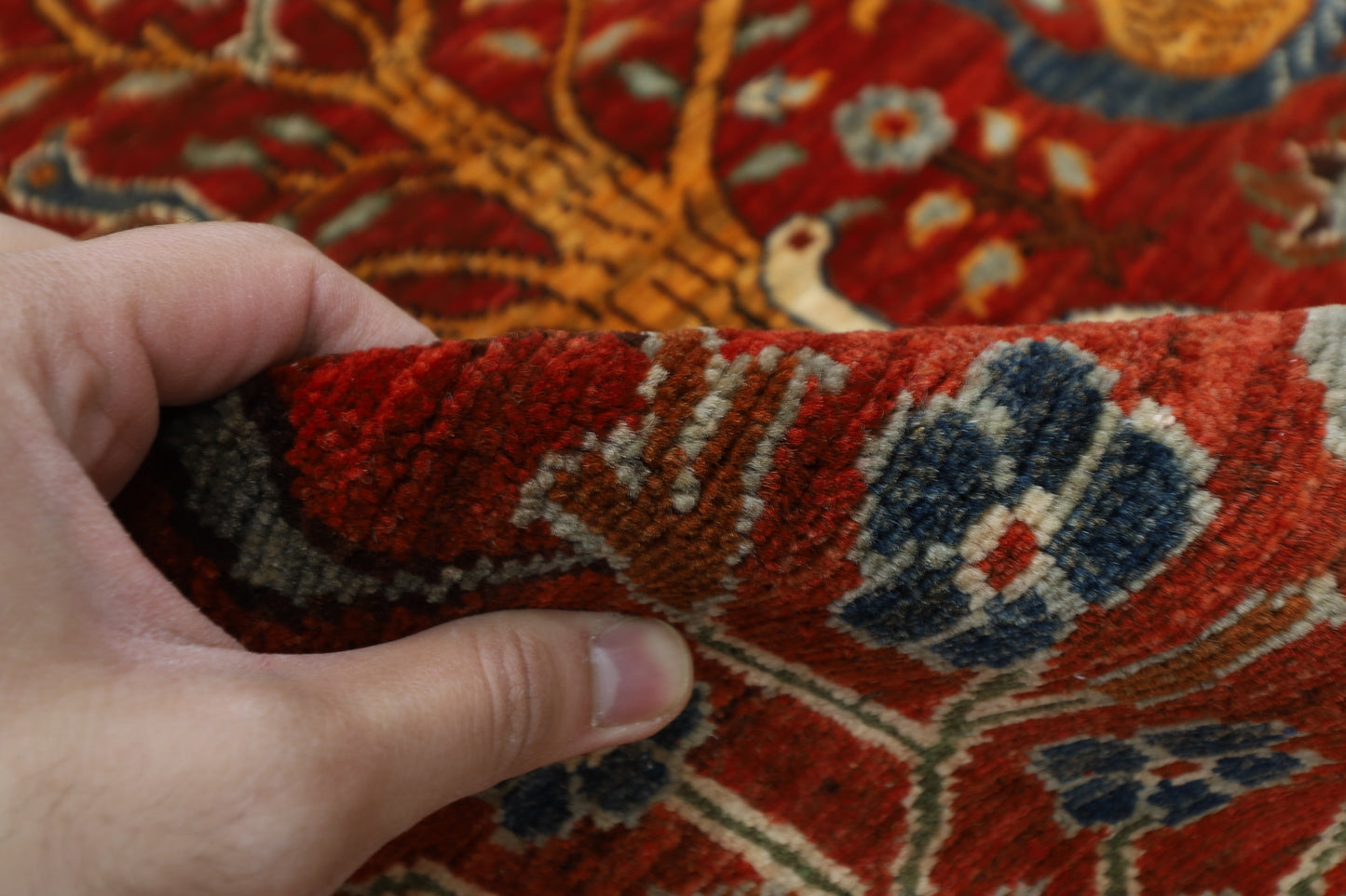 119 x 182 cm | Oriental Birds Orange Area Rug Afghan Hand Knotted Veg Dye Wool carpet