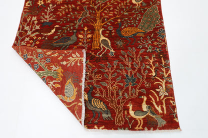 119 x 182 cm | Oriental Birds Orange Area Rug Afghan Hand Knotted Veg Dye Wool carpet