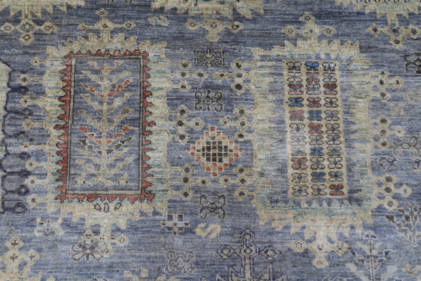 244 x 296 cm | Oriental balochi Style gray Area Rug Afghan Hand Knotted veg Dye Wool Carpet