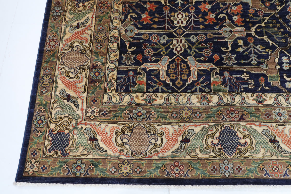 274 x 358 cm | Navy Blue Afghan Veg Dye Wool carpet