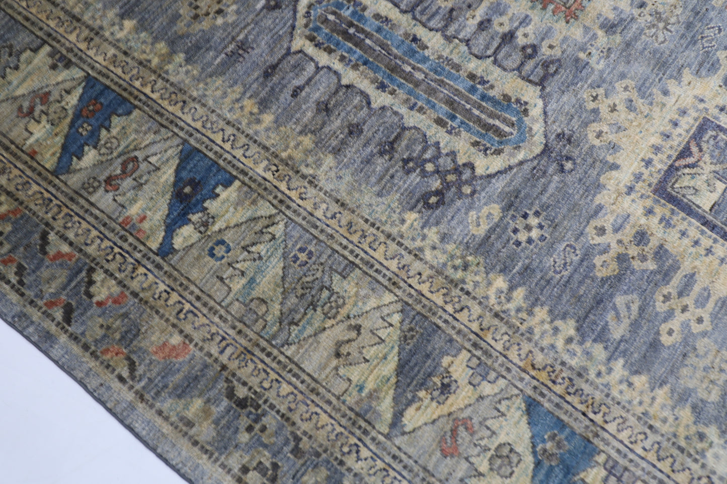 244 x 296 cm | Oriental balochi Style gray Area Rug Afghan Hand Knotted veg Dye Wool Carpet