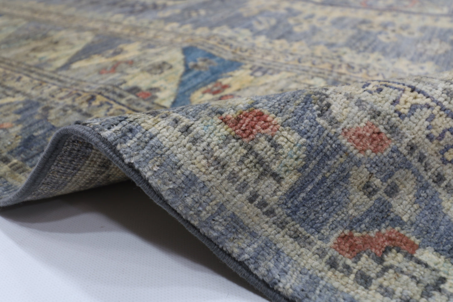 244 x 296 cm | Oriental balochi Style gray Area Rug Afghan Hand Knotted veg Dye Wool Carpet