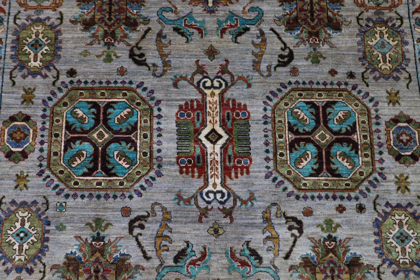 208 x 306 cm | Waziri Grey Afghan Hand Knotted Carpet