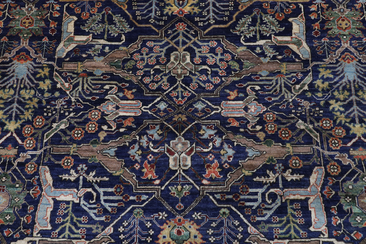 274 x 358 cm | Navy Blue Afghan Veg Dye Wool carpet
