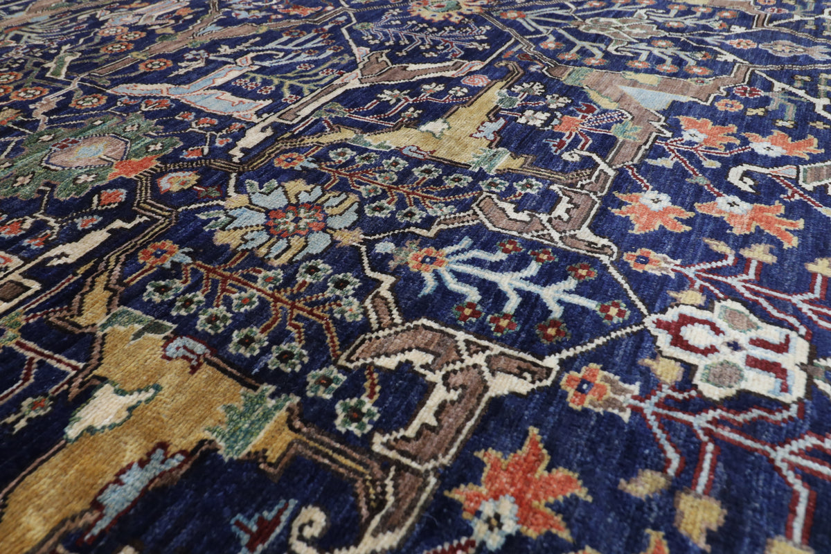 274 x 358 cm | Navy Blue Afghan Veg Dye Wool carpet