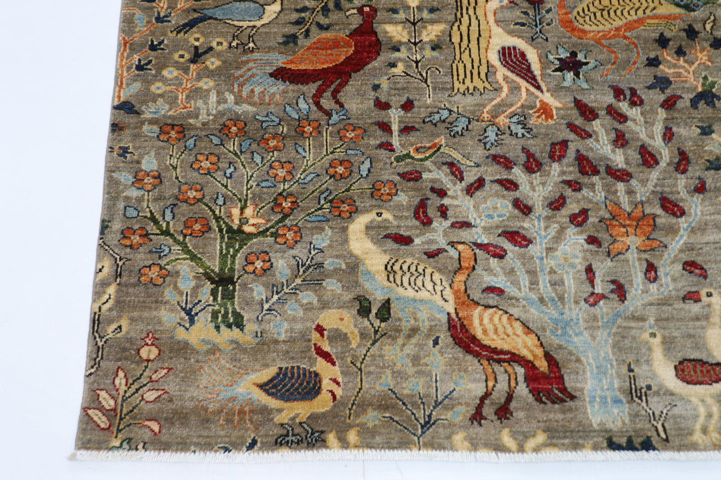 150 x 203 cm | Oriental Birds Gray Area Rug Afghan Hand Knotted Veg Dye Wool carpet