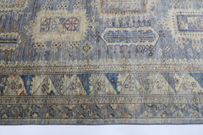 244 x 296 cm | Oriental balochi Style gray Area Rug Afghan Hand Knotted veg Dye Wool Carpet
