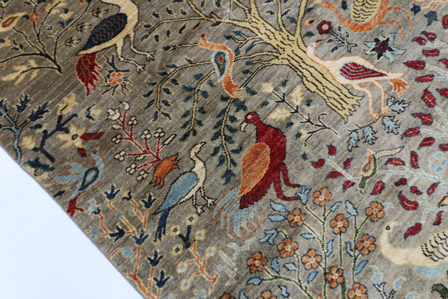 150 x 203 cm | Oriental Birds Gray Area Rug Afghan Hand Knotted Veg Dye Wool carpet