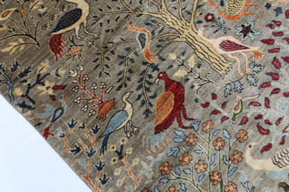150 x 203 cm | Oriental Birds Gray Area Rug Afghan Hand Knotted Veg Dye Wool carpet