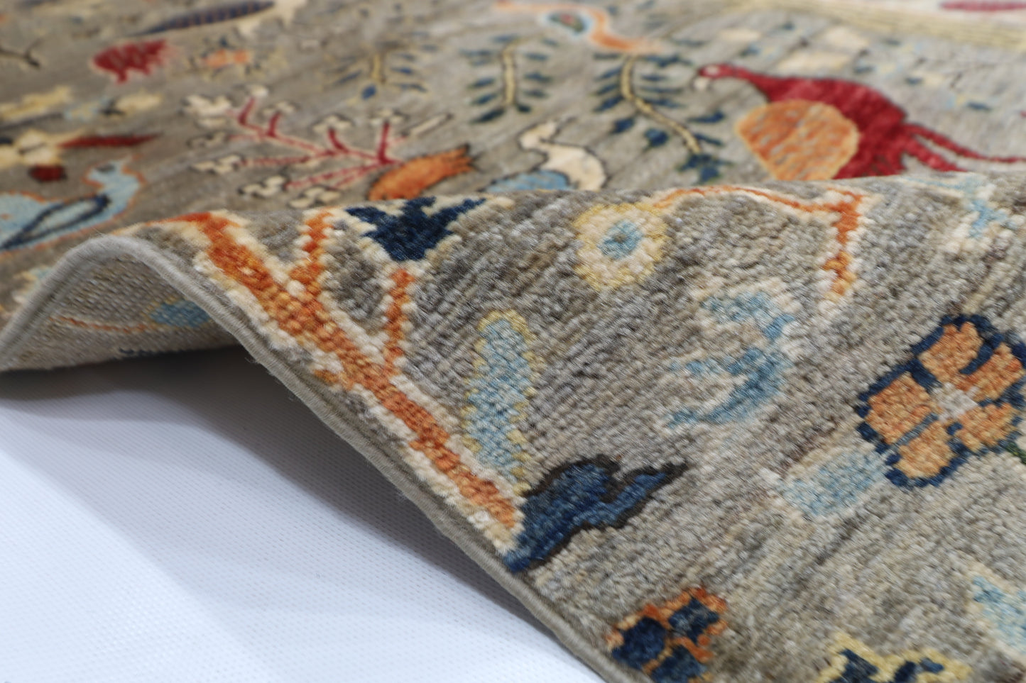 150 x 203 cm | Oriental Birds Gray Area Rug Afghan Hand Knotted Veg Dye Wool carpet