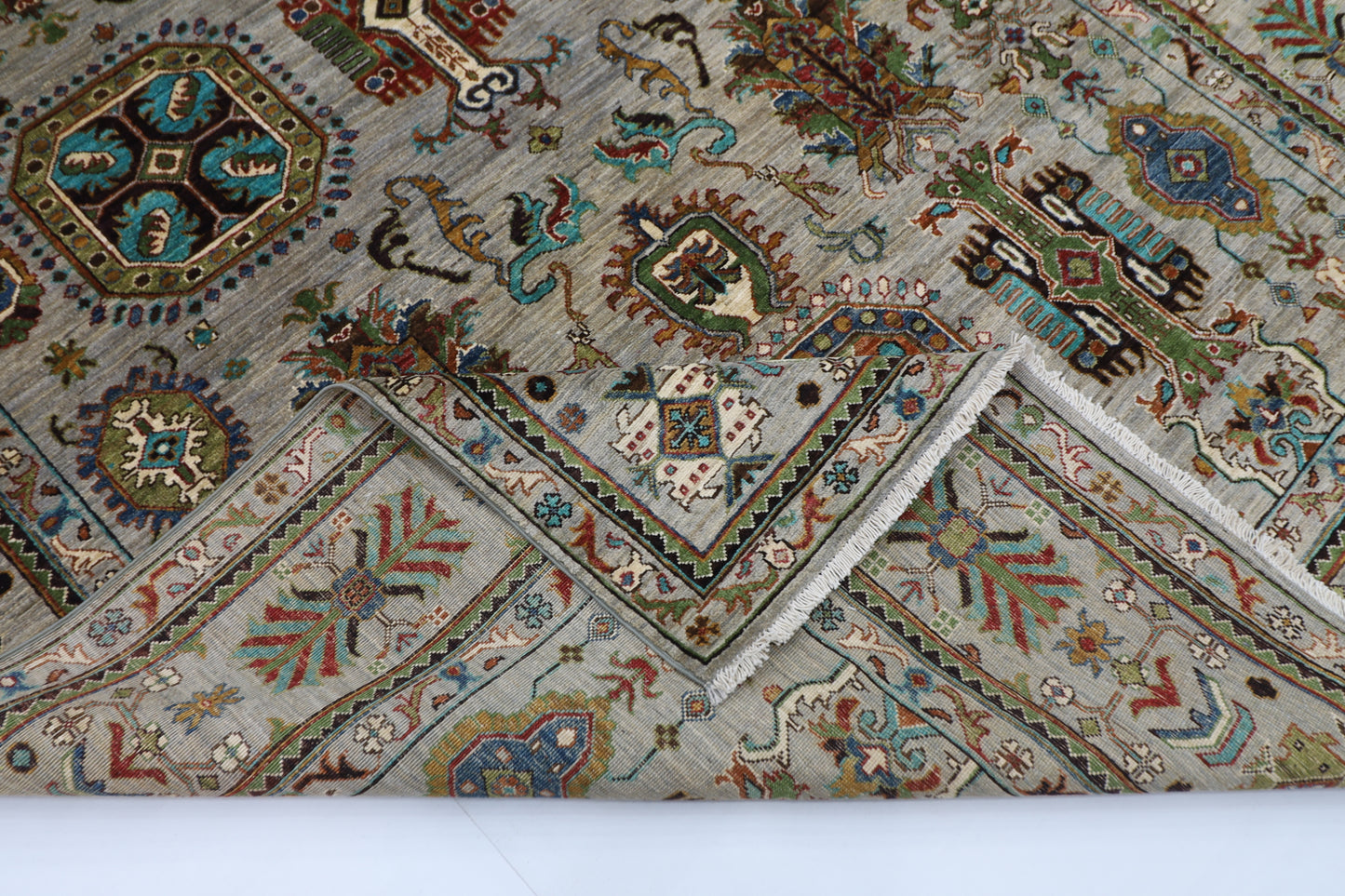208 x 306 cm | Waziri Grey Afghan Hand Knotted Carpet