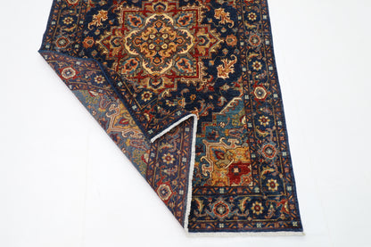 124 x 190 cm | Oriental Heriz Blue Area Rug Afghan Hand Knotted Veg Dye Wool carpet