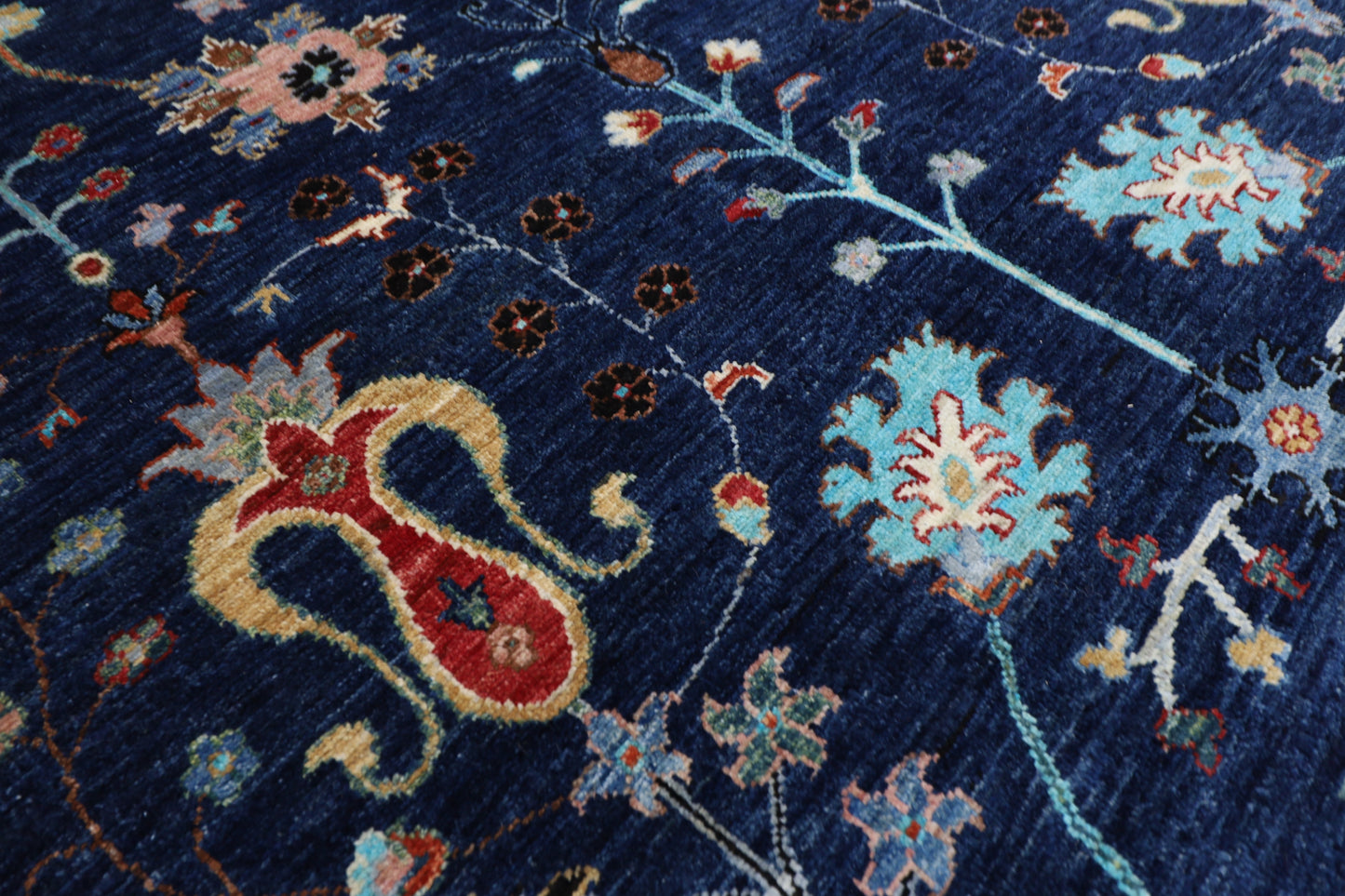 202 x 295 cm | Sultani Blue Afghan Hand Knotted Carpet