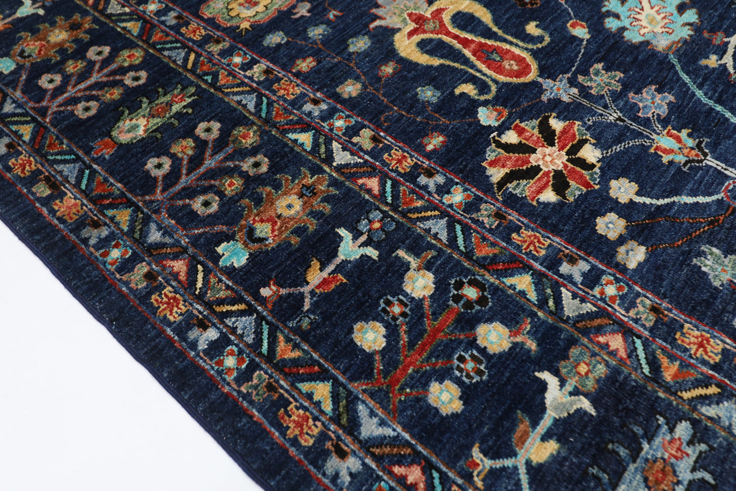 202 x 295 cm | Sultani Blue Afghan Hand Knotted Carpet