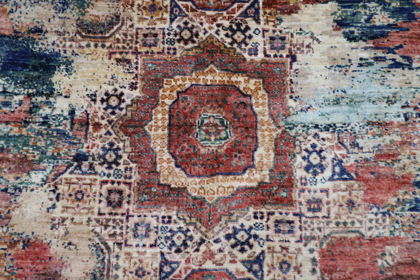 150 x 150 cm | Oriental Abstract Mamluk Round Rug Afghan Hand Knotted Veg Dye Wool carpet