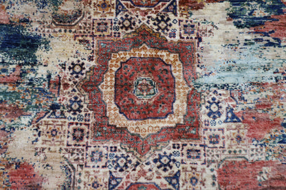 150 x 150 cm | Oriental Abstract Mamluk Round Rug Afghan Hand Knotted Veg Dye Wool carpet