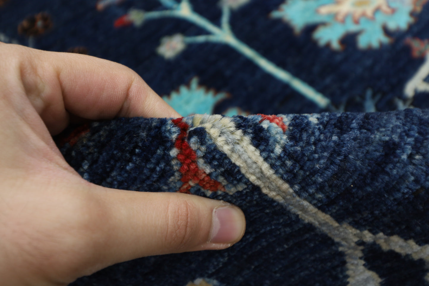 202 x 295 cm | Sultani Blue Afghan Hand Knotted Carpet