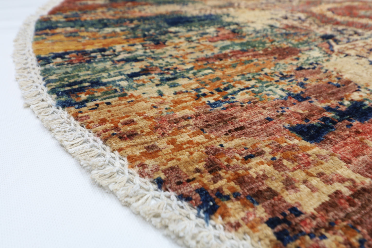 150 x 150 cm | Oriental Abstract Mamluk Round Rug Afghan Hand Knotted Veg Dye Wool carpet