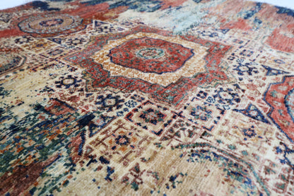 150 x 150 cm | Oriental Abstract Mamluk Round Rug Afghan Hand Knotted Veg Dye Wool carpet