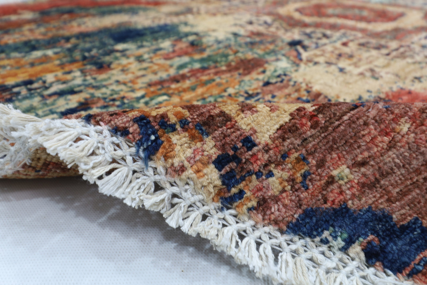 150 x 150 cm | Oriental Abstract Mamluk Round Rug Afghan Hand Knotted Veg Dye Wool carpet