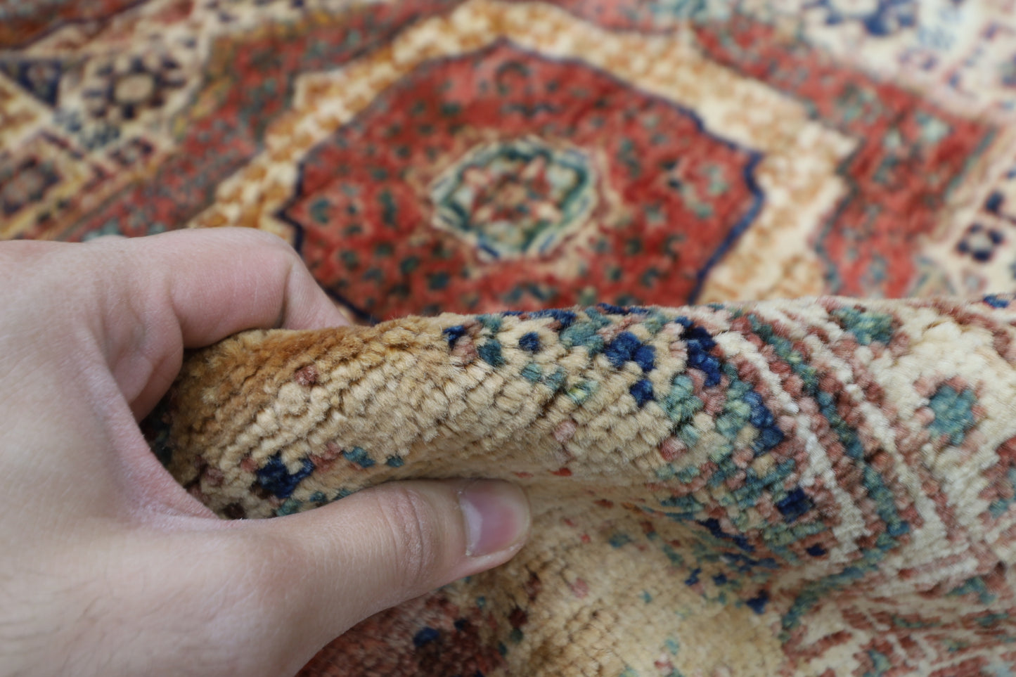 150 x 150 cm | Oriental Abstract Mamluk Round Rug Afghan Hand Knotted Veg Dye Wool carpet