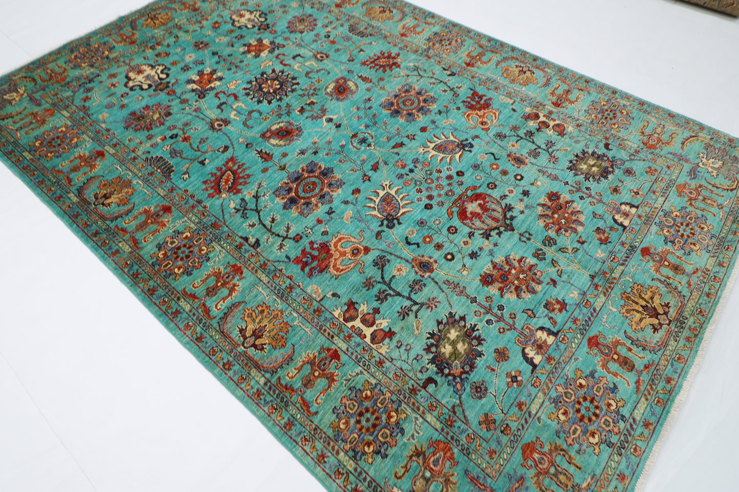 202 x 298 cm | Sultani Turquoise Afghan Hand Knotted Carpet