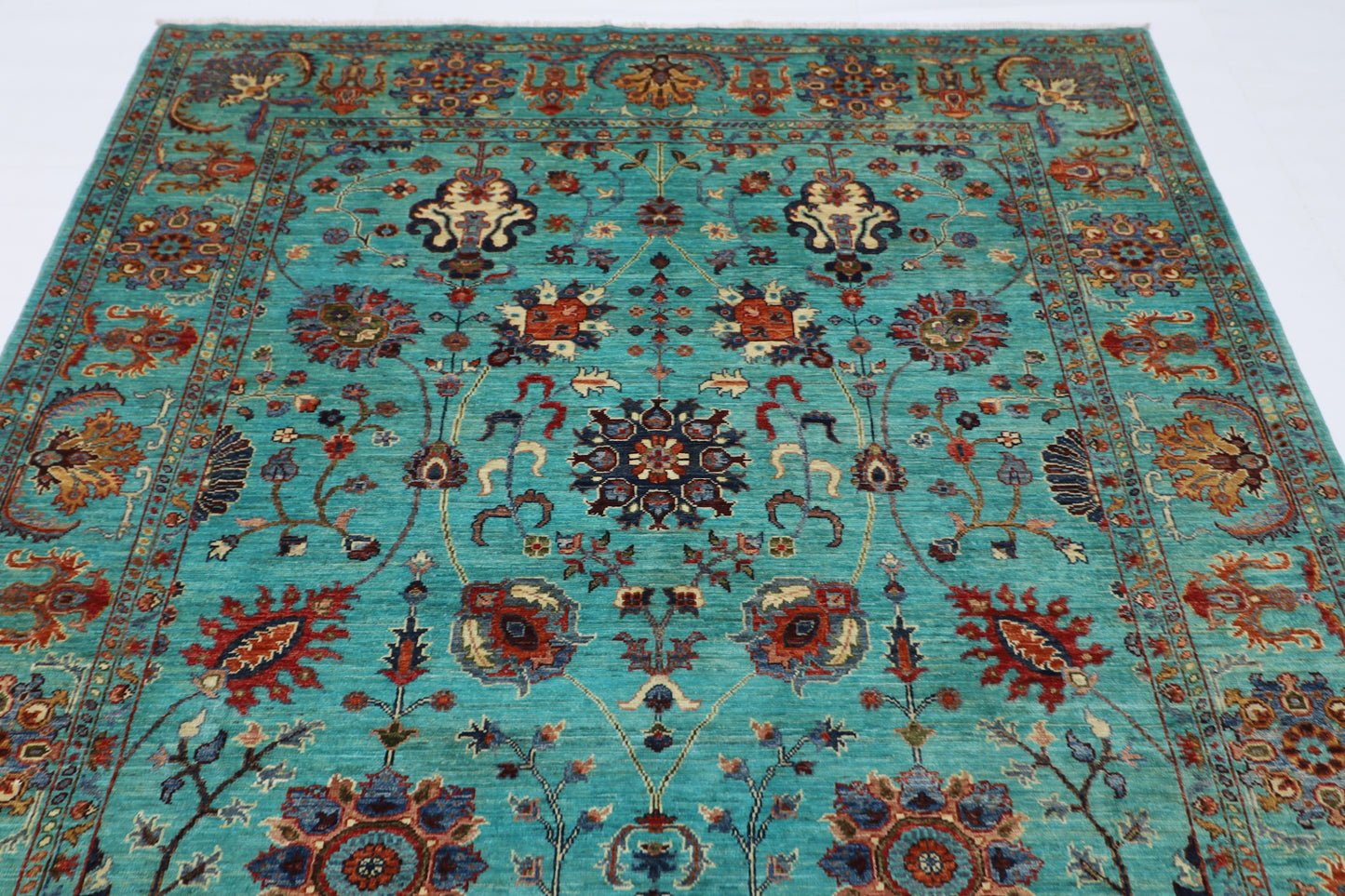 202 x 298 cm | Sultani Turquoise Afghan Hand Knotted Carpet