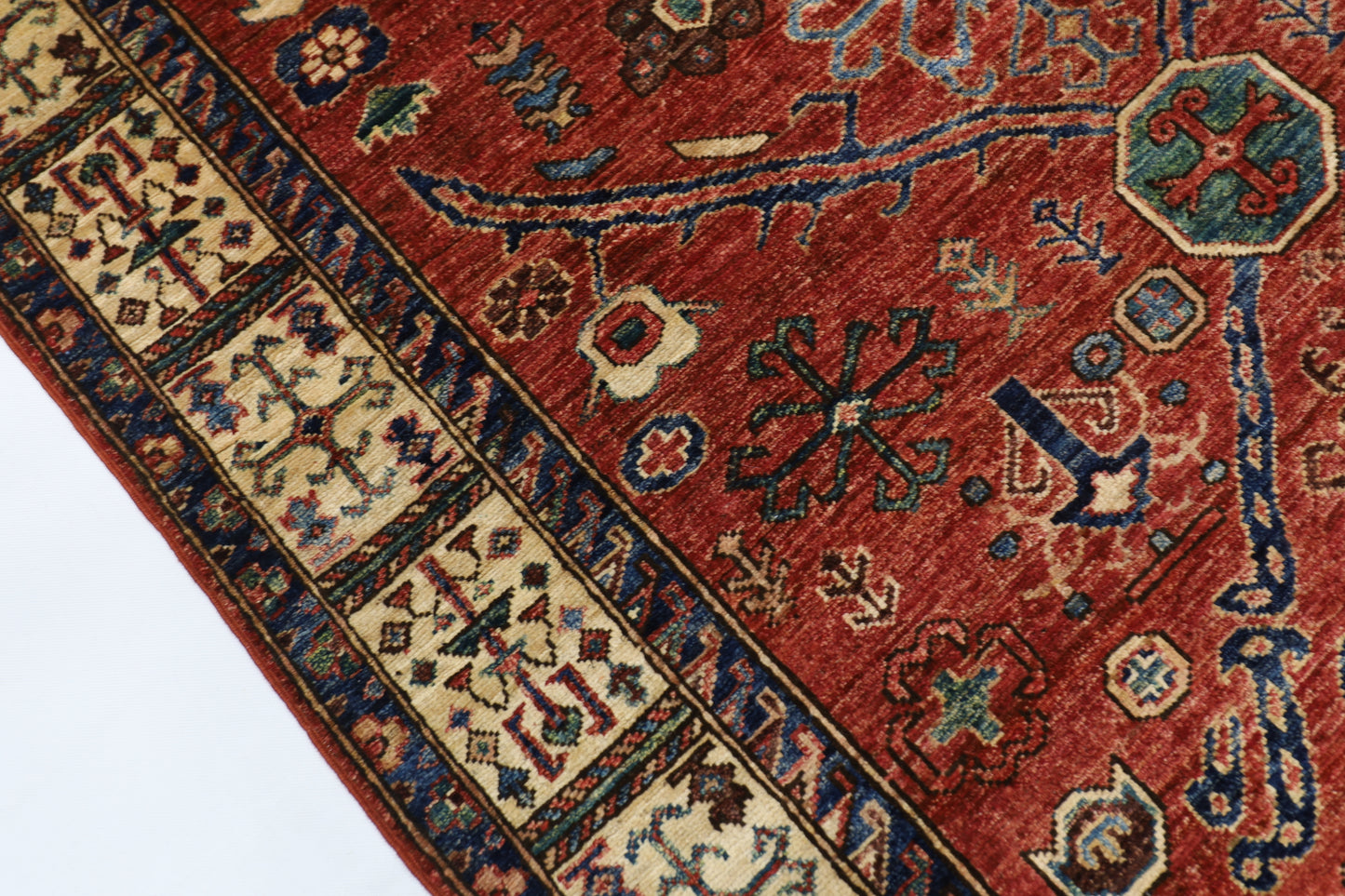 147 x 201 cm | Oriental floral Red Area Rug Afghan Hand Knotted Veg Dye Wool carpet