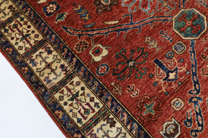 147 x 201 cm | Oriental floral Red Area Rug Afghan Hand Knotted Veg Dye Wool carpet