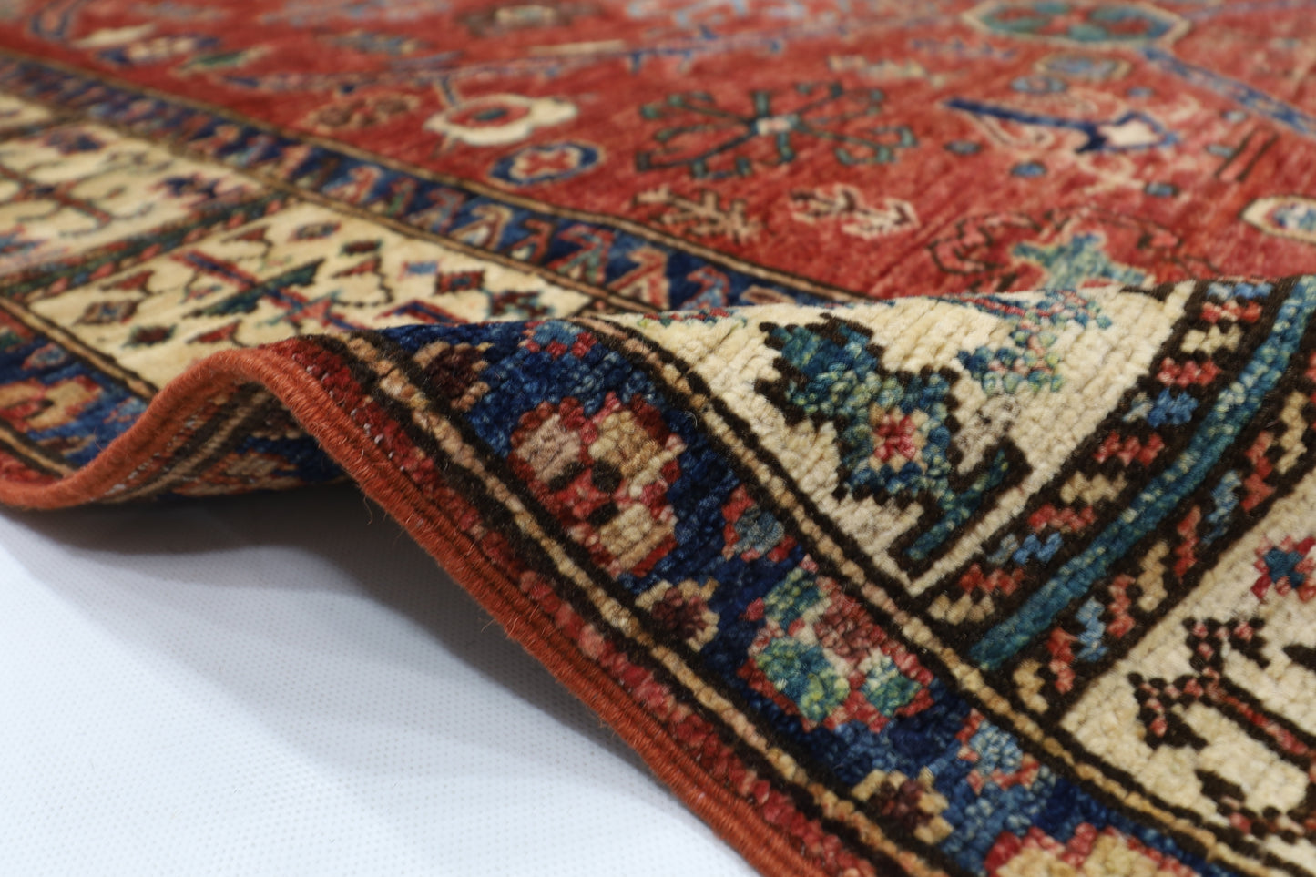 147 x 201 cm | Oriental floral Red Area Rug Afghan Hand Knotted Veg Dye Wool carpet