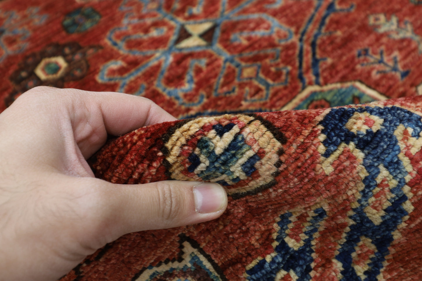 147 x 201 cm | Oriental floral Red Area Rug Afghan Hand Knotted Veg Dye Wool carpet