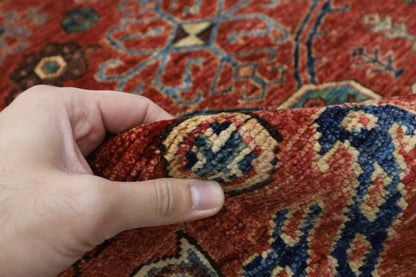 147 x 201 cm | Oriental floral Red Area Rug Afghan Hand Knotted Veg Dye Wool carpet
