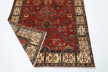 147 x 201 cm | Oriental floral Red Area Rug Afghan Hand Knotted Veg Dye Wool carpet