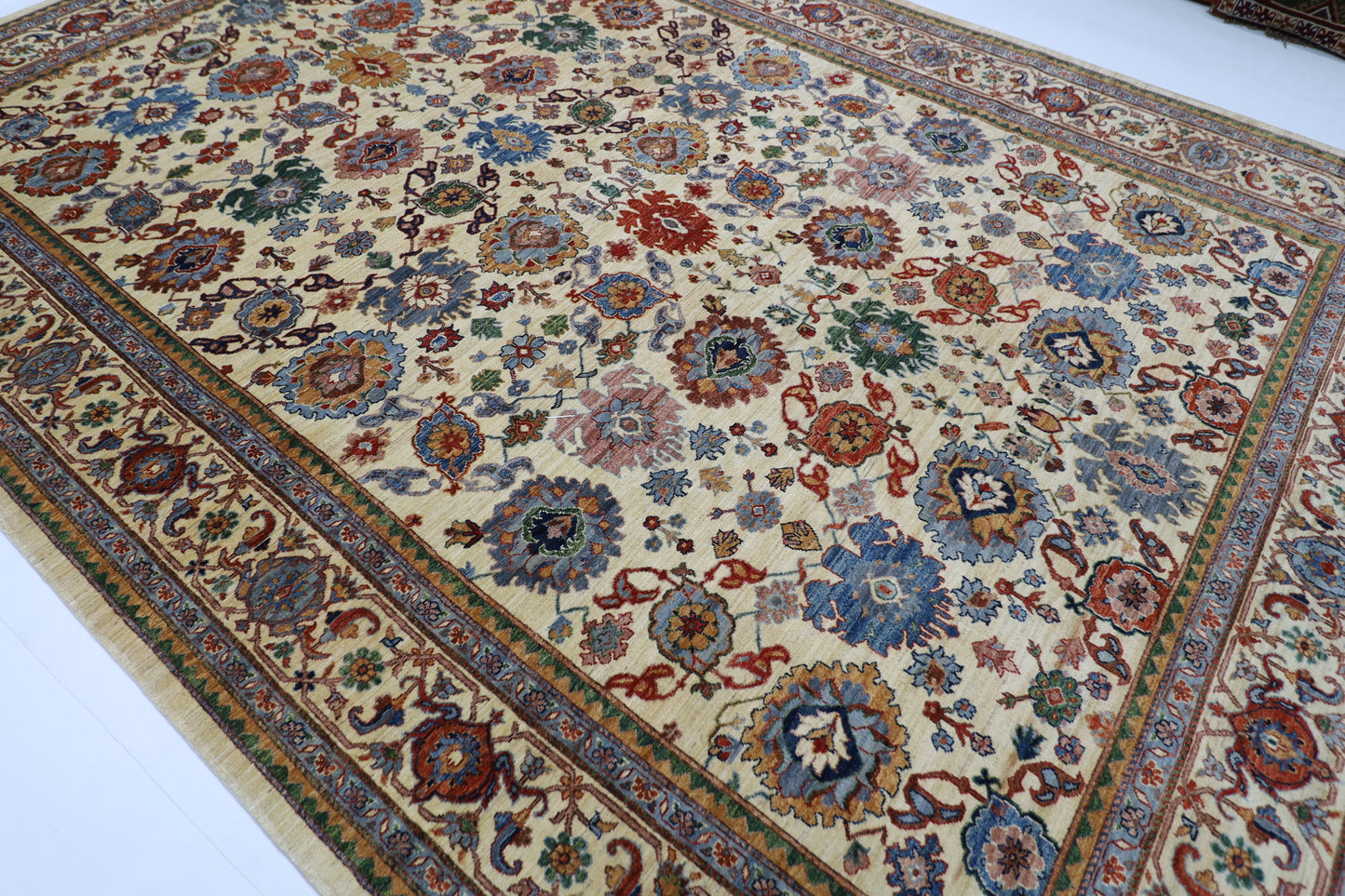 294 x 416 cm | Traditional Bidjar beige Area Rug Afghan Hand Knotted veg Dye Wool Carpet