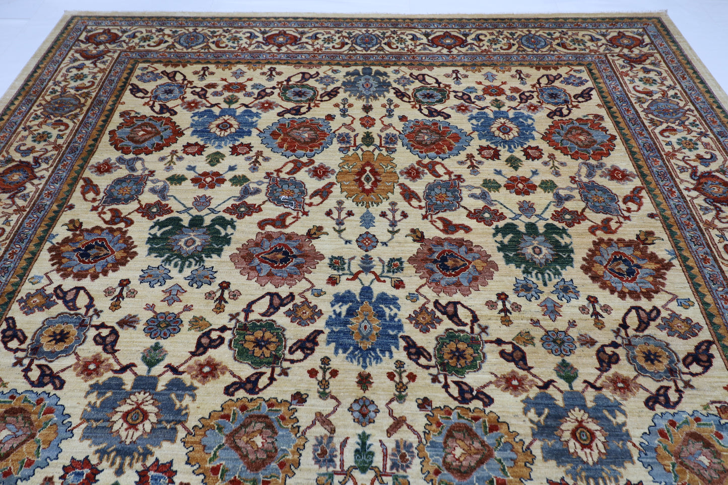 294 x 416 cm | Traditional Bidjar beige Area Rug Afghan Hand Knotted veg Dye Wool Carpet