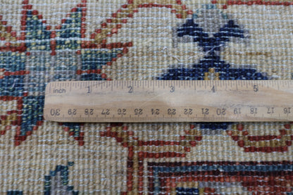126 x 185 cm | Oriental Geometric Blue Area Rug Afghan Hand Knotted Veg Dye Wool carpet