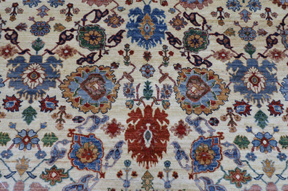 294 x 416 cm | Traditional Bidjar beige Area Rug Afghan Hand Knotted veg Dye Wool Carpet