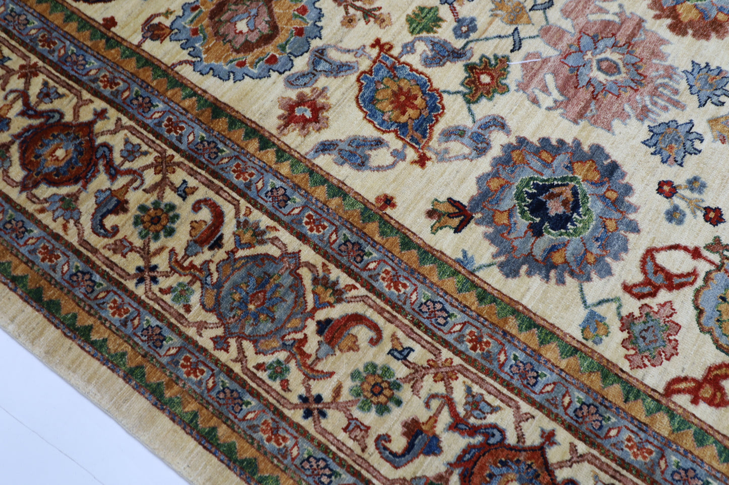 294 x 416 cm | Traditional Bidjar beige Area Rug Afghan Hand Knotted veg Dye Wool Carpet