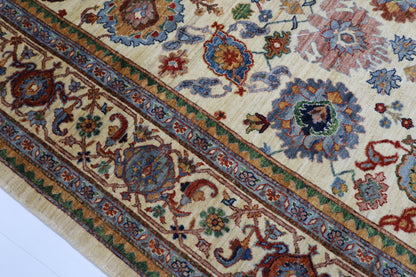 294 x 416 cm | Traditional Bidjar beige Area Rug Afghan Hand Knotted veg Dye Wool Carpet