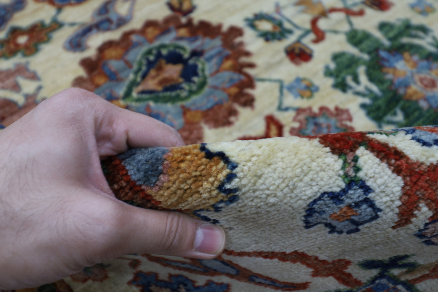 294 x 416 cm | Traditional Bidjar beige Area Rug Afghan Hand Knotted veg Dye Wool Carpet