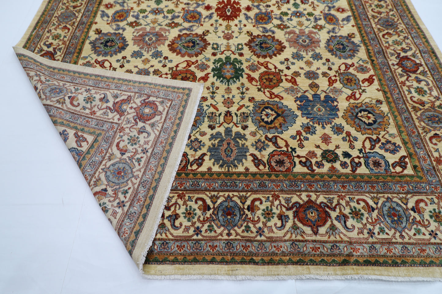 294 x 416 cm | Traditional Bidjar beige Area Rug Afghan Hand Knotted veg Dye Wool Carpet
