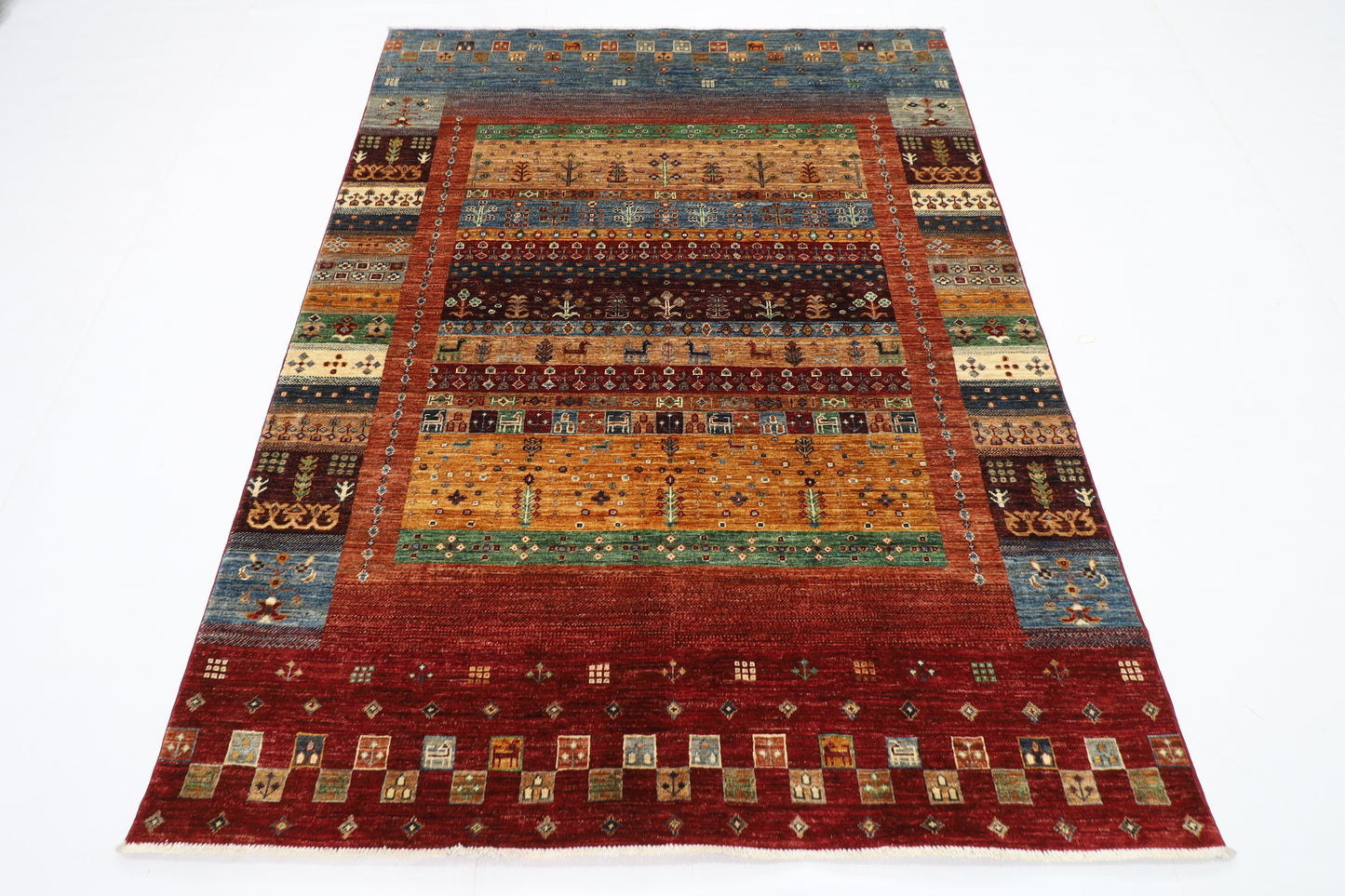 156 x 205 cm | Oriental Gabbeh Area Rug Afghan Hand Knotted Veg Dye Wool carpet