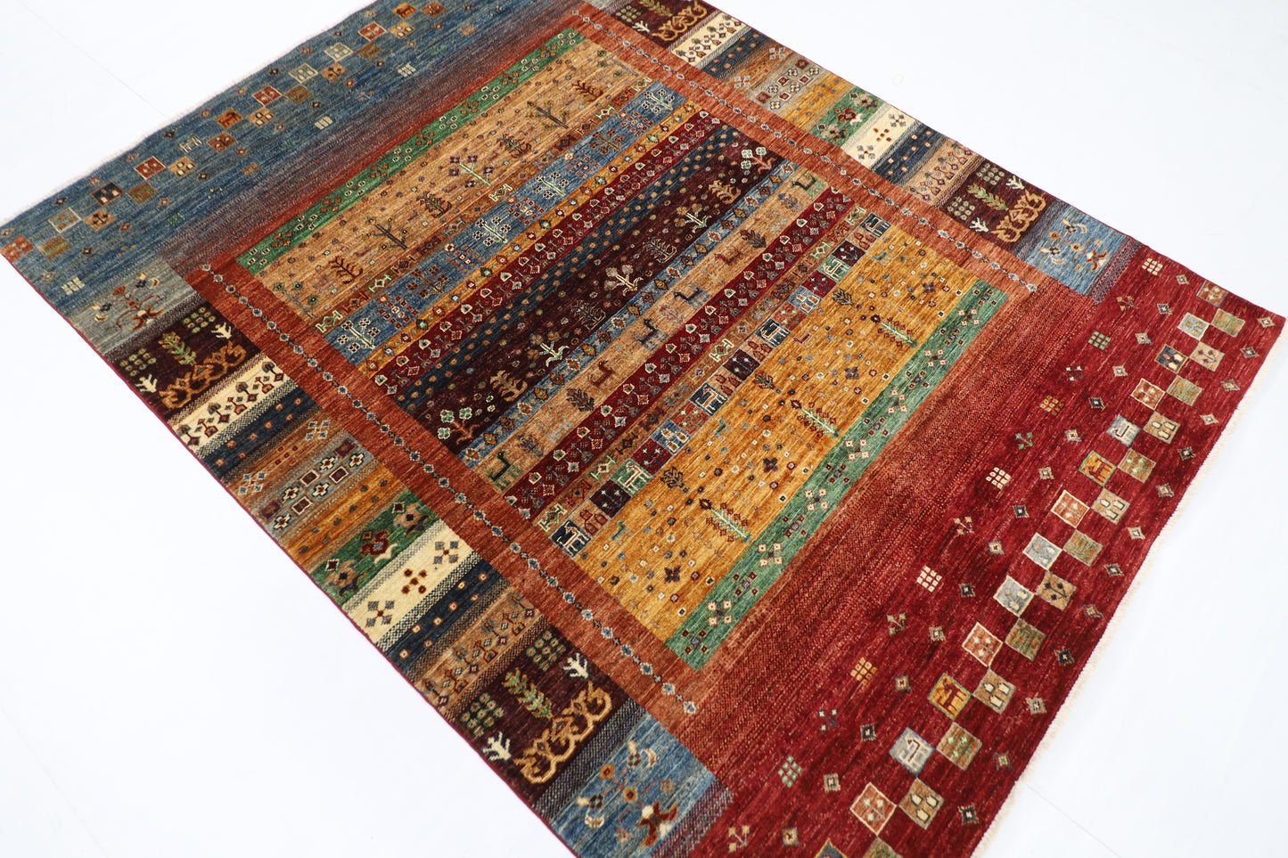 156 x 205 cm | Oriental Gabbeh Area Rug Afghan Hand Knotted Veg Dye Wool carpet